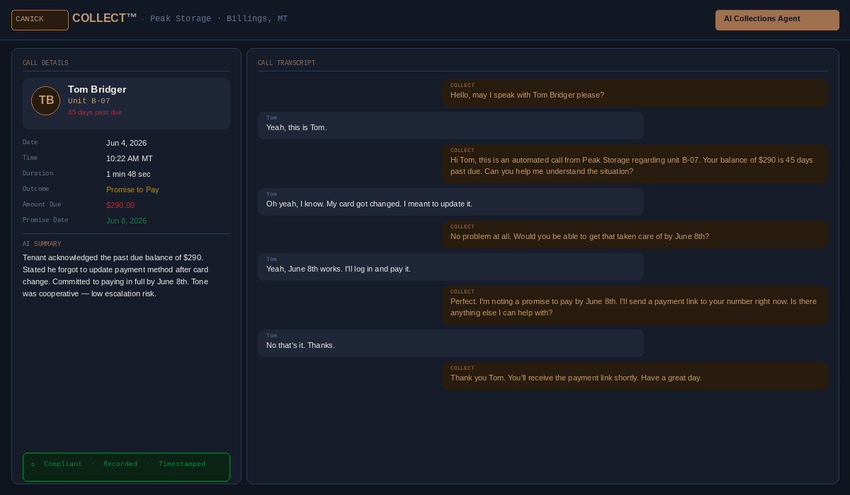 Canick Collect call transcript with AI summary